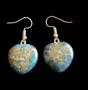 Blue Crazy lace Agate stone Heart Earrings  M00748